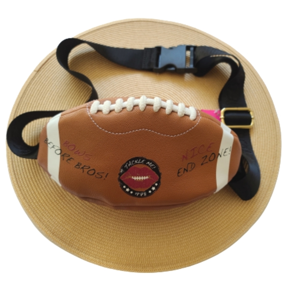 🔴SOLD🔴♦️Betsey Johnson Brown Football Adjustable Fanny Pack Hipster NWT NEW